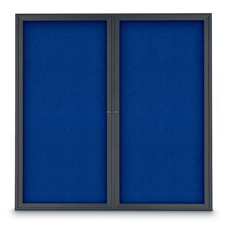 United Visual Products Sliding Door Indoor Enclosed Corkboard, 9 UV9030ACS-SATIN-RUBBER